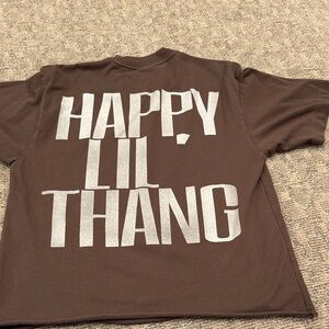 Brown Short Sleeve Tee with White Print